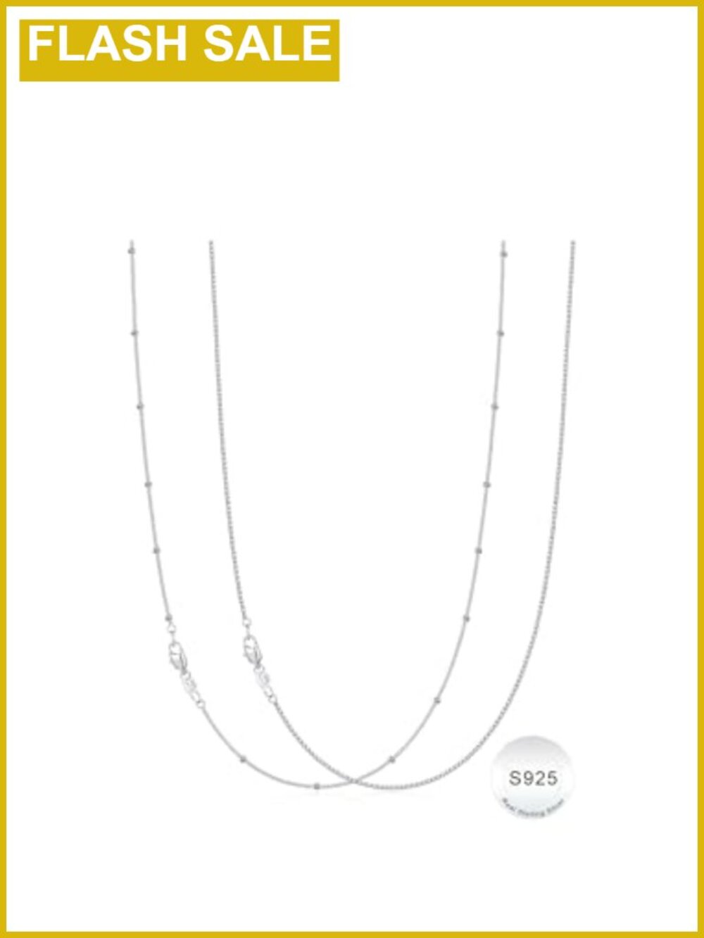 S925 Sterling Silver Satellite Bead Box Chain Necklace Set